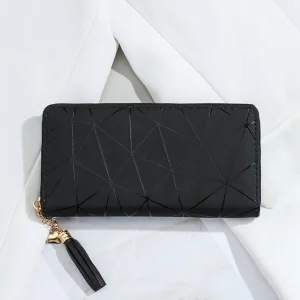 1pc Simple Diamond Shaped Pu Long Women's Wallet For Coins And Paper Bills Storage Portable Black Long Wallets Money Wallet Teacher Teacher Gifts Gift For Girlfriend Women Gifts Gift Bag Present School Supplies Teacher Gifts Back To School Black