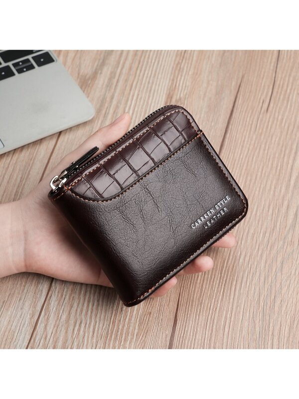 1pc Fashionable Crocodile Patterned Wallet With Letter Print Portable Money Cash White-Collar Workers For Men For Male College Work Business Commute Office For Anniversary For Lover For Birthday Gift On Valentine Day Gift Gift BLACK FRIDAY Present Mocha Brown