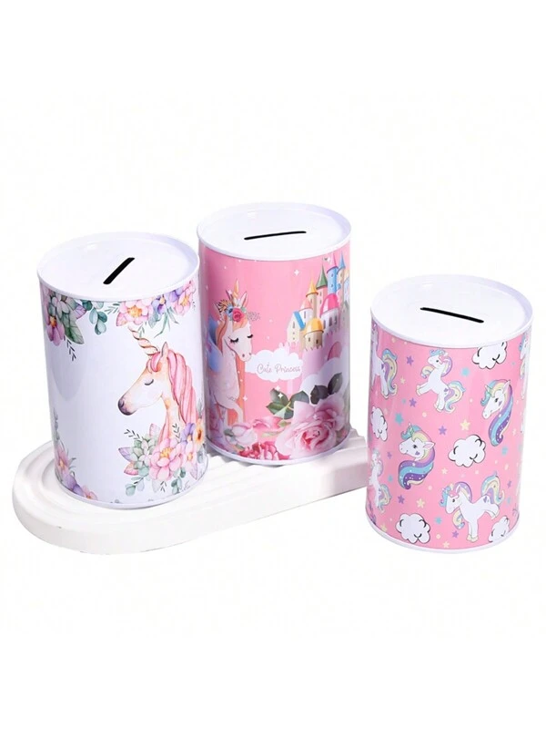 1pc Cute Creative Unicorn 'Only Input Not Output' Money Box, Household Savings Bank, Cannot Be Taken Out, 3 Random Designs Multicolor