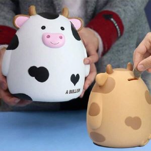 1pc Cow Piggy Bank, Unbreakable Coin Box For Kids, Cute Animal Money Bank Birthday For Boys Girls,Coin Saving Boxes Multicolor