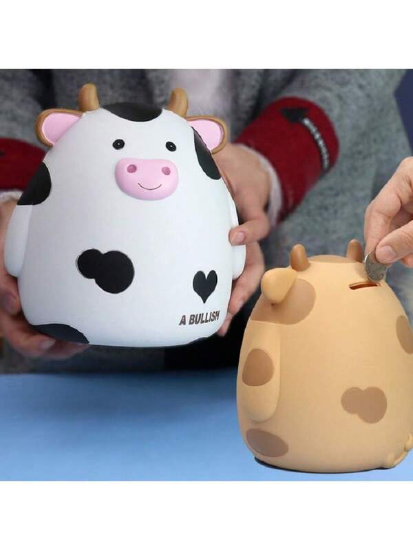 1pc Cow Piggy Bank, Unbreakable Coin Box For Kids, Cute Animal Money Bank Birthday For Boys Girls,Coin Saving Boxes Multicolor