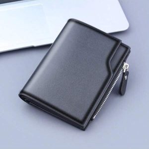 Men's Short Bifold Wallet PU Leather Plain Multi Functional Coin Pouch & 13 Card Slots Zipper Clutch Wallet Small Old Money Style Men Business Casual Woman Card Case Wallets For Men Purse Essentials Items Black