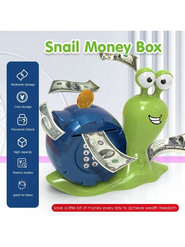 Snail Piggy Bank, Automatic Electronic Piggy Bank For Boys Girls With Password Unlocking Simulation, Money Bank Safe Toys For 14+ Year Old Boy Girl, Can Store Coins And Paper Money Multicolor