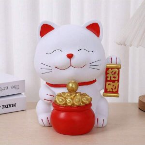 Large Size Maneki Neko Lucky Cat Coin Bank, Ceramic Piggy Bank Figurine, Anti-Drop Coin Saving Box, Gift Multicolor