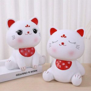 Novelty Cartoon Kitten Design Large Capacity Ceramic Piggy Bank, Creative Home Decor Multicolor