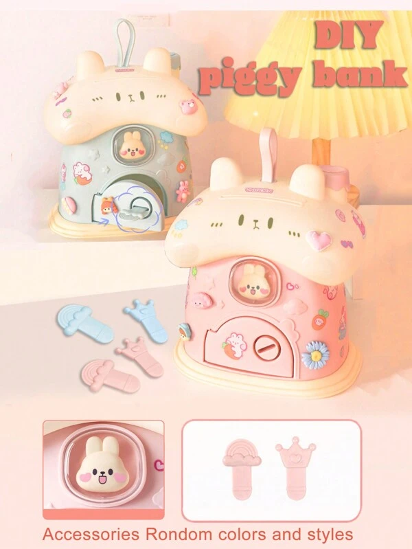 Kid's Toy Piggy Bank; Cartoon Cute Rabbit; Accessible Piggy Bank; Creative Gift Ornaments; Boys And Girls Storage Gifts Pink Piggy Bank