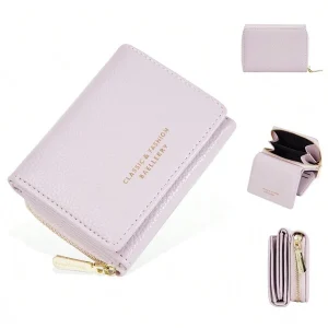 New Cute Women Small Wallet With Coin Zipper Pocket PU Leather Wallet Female Purses Lady Purse Clutch Bag Short Wallet With Multiple Card Slots Lightweight Portable,Credit Card,ID Card White-Collar Workers,For Female,For Women Holiday,For Anniversary,For Birthday Gift Gift, Accessories, Gift Mauve Purple