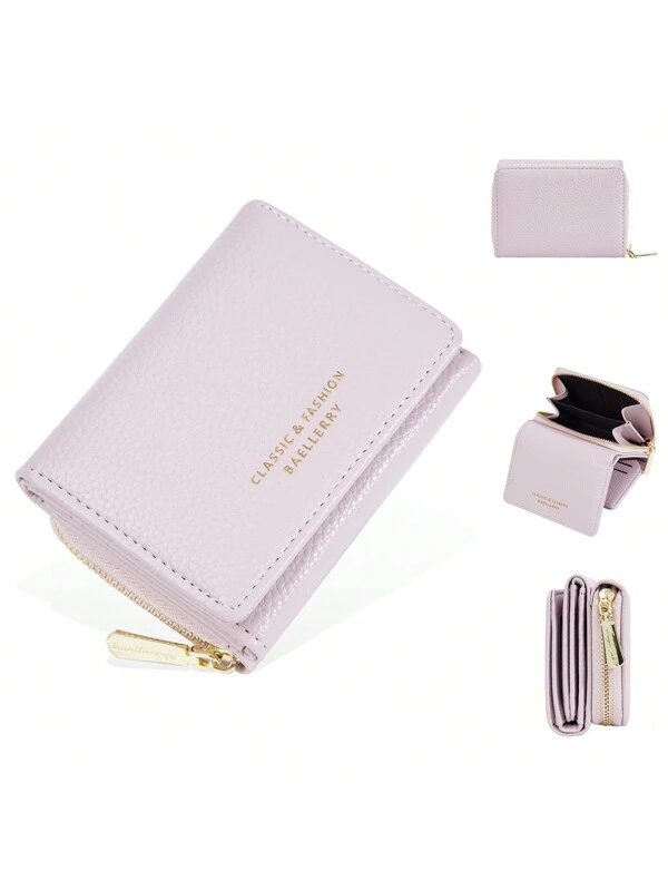 New Cute Women Small Wallet With Coin Zipper Pocket PU Leather Wallet Female Purses Lady Purse Clutch Bag Short Wallet With Multiple Card Slots Lightweight Portable,Credit Card,ID Card White-Collar Workers,For Female,For Women Holiday,For Anniversary,For Birthday Gift Gift, Accessories, Gift Mauve Purple