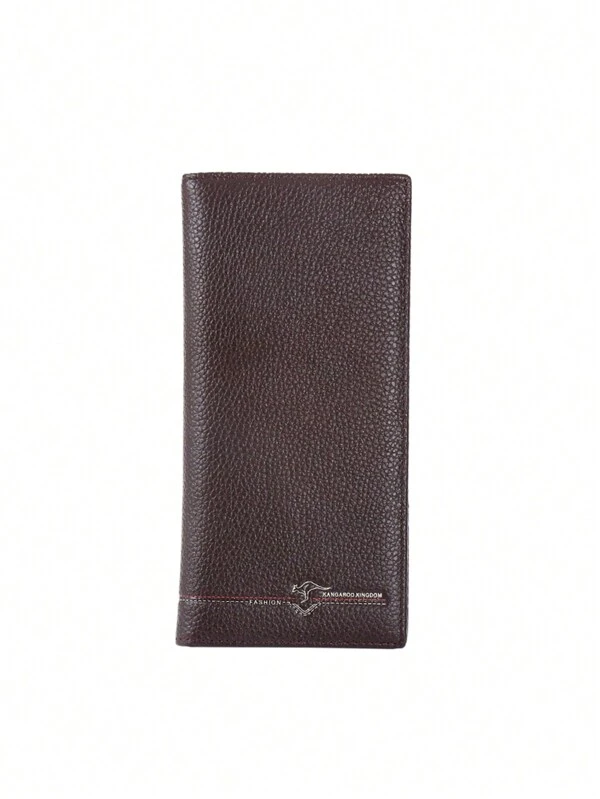 Fashion Men Wallet Genuine Leather Long Slim Bifold Card Holder Wallet Purse Coffee Brown