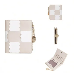 New Cute Women Small Wallet With Coin Zipper Pocket PU Leather Wallet Female Purses Lady Purse Clutch Bag Short Wallet With Multiple Card Slots Lightweight Portable,Credit Card,ID Card White-Collar Workers,For Female,For Women Holiday,For Anniversary,For Birthday Gift Gift, Accessories, Gift Apricot