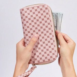 Wallet Women Ultra Slim Thin Leather Womens Wallet RFID Blocking Credit Card Holder Bifold Clutch Long Ladies Billfold Dusty Pink