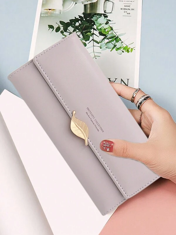 New Addition 1pc Long Tri-Fold Wallet, Korean Style High-End Elegant PU Leather Large Capacity Women's Clutch Bag, Multiple Card Slots, Casual And Versatile, Great Gift For Party, Fits Smartphone Purple